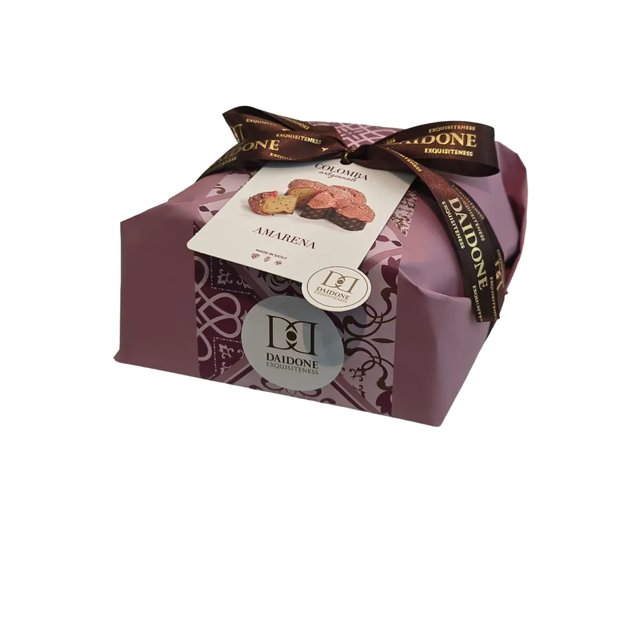 Colomba artigianale Daidone all'amarena, confezione viola